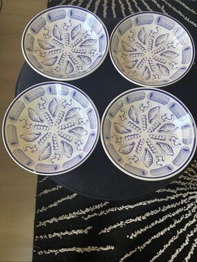La Primula Blue & White Pasta-Themed Ceramic Serving Bowls - Set of 4